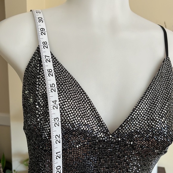 🖤🤍Lulus Silver Sequin Sparkle Party Dress- Women- M-Black- NWT - Picture 12 of 16